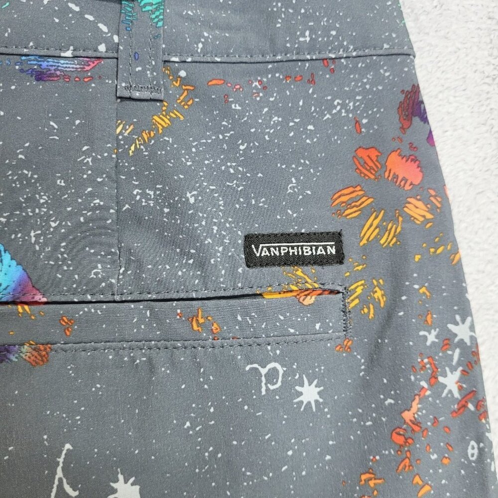 Vans Shorts Mens 30 Gray Floral Vanphibian Hybrid Board Swim Trunks Surf Beach - Picture 11 of 15